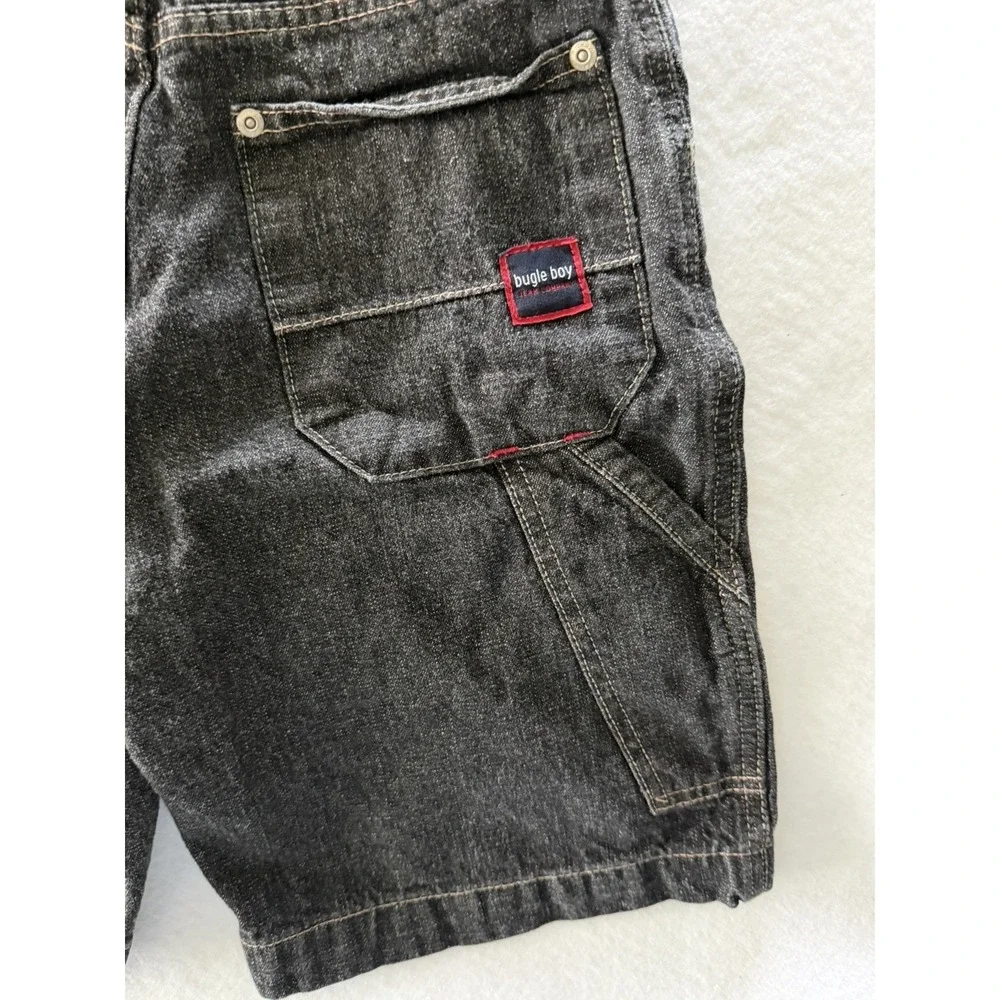 Vintage Bugle Boy Black Denim Cargo Carpenter  Style 90's Y2K Boys Size 10R